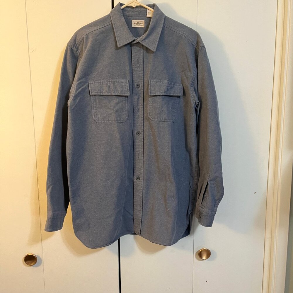 L.L. Bean 100% heavy cotton flannel blue shirt Mens LG
